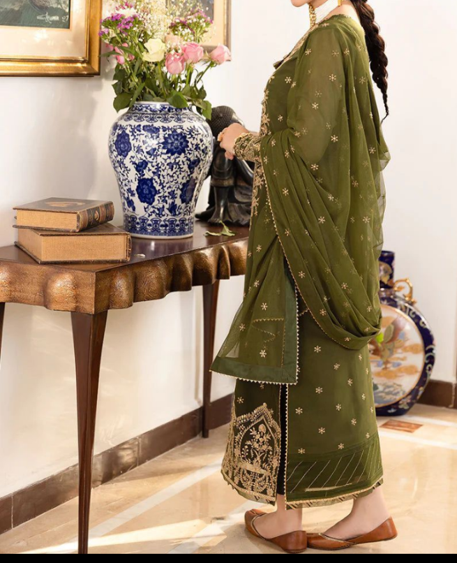 3Pcs Women's Unstitched chiffon luxury suit