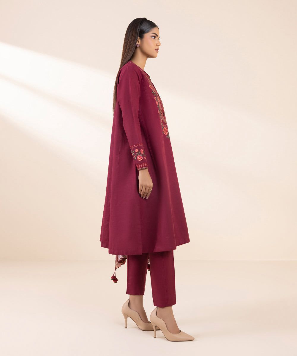 3 Pcs Women's Unstitched Embroidered Suit
