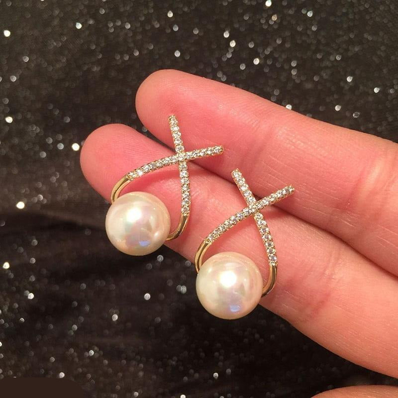 Gold-Plated Zircon Earrings For Girls