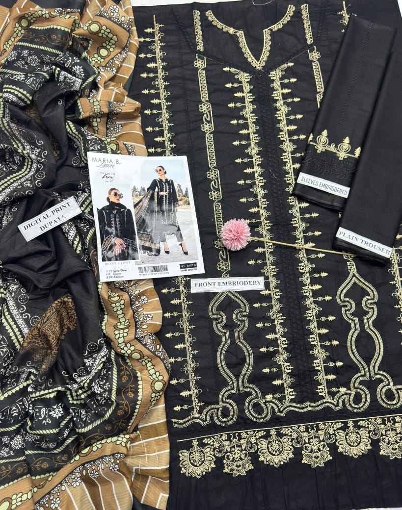 3pc women Unstitched Embroidered Suit