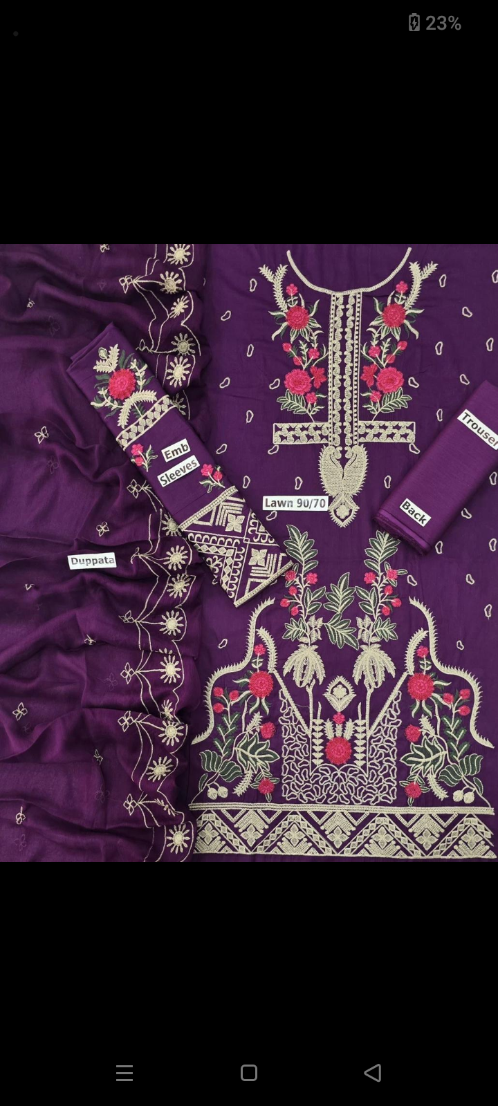 3Pcs Women's Unstitched Embroidered Suit