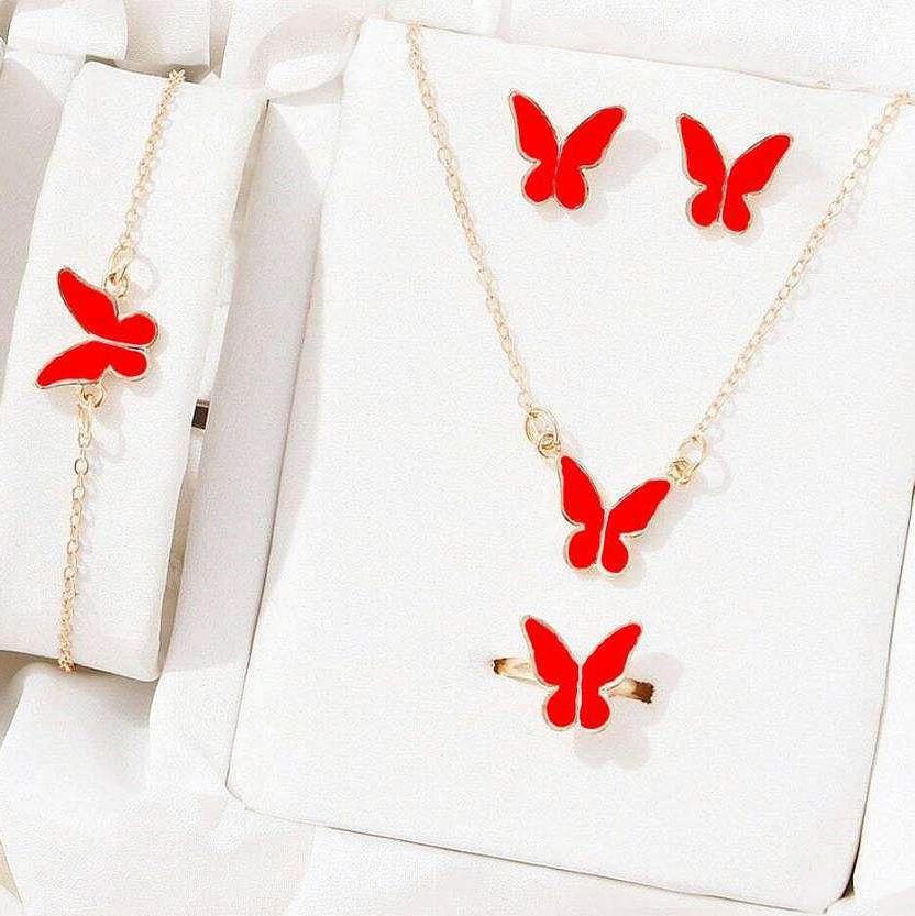 4pcs butterfly jewellery jewellery set