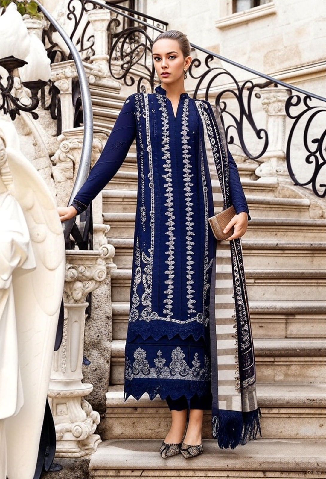3pc women Unstitched Embroidered Suit