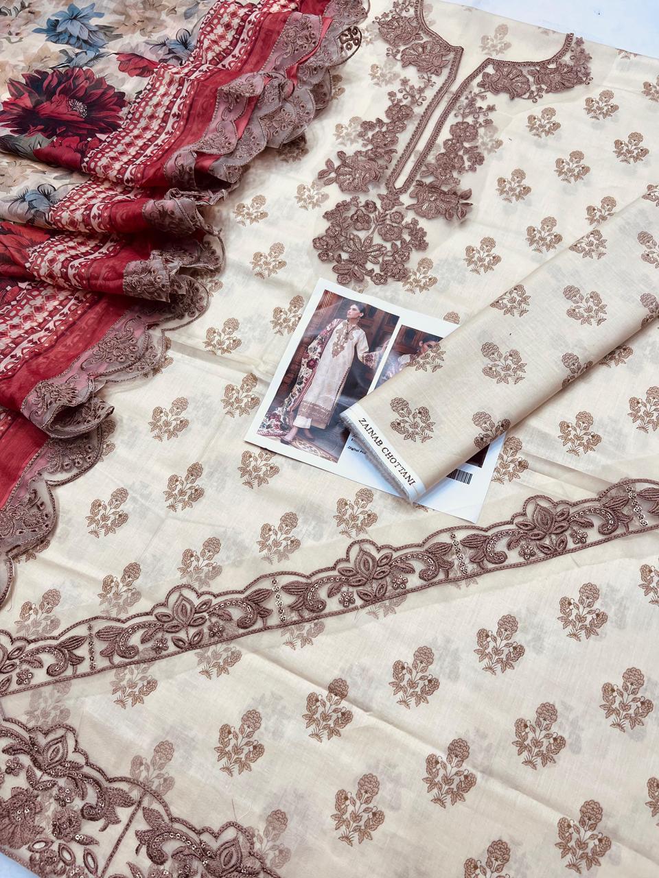 3Pcs Women's Unstitched Suit