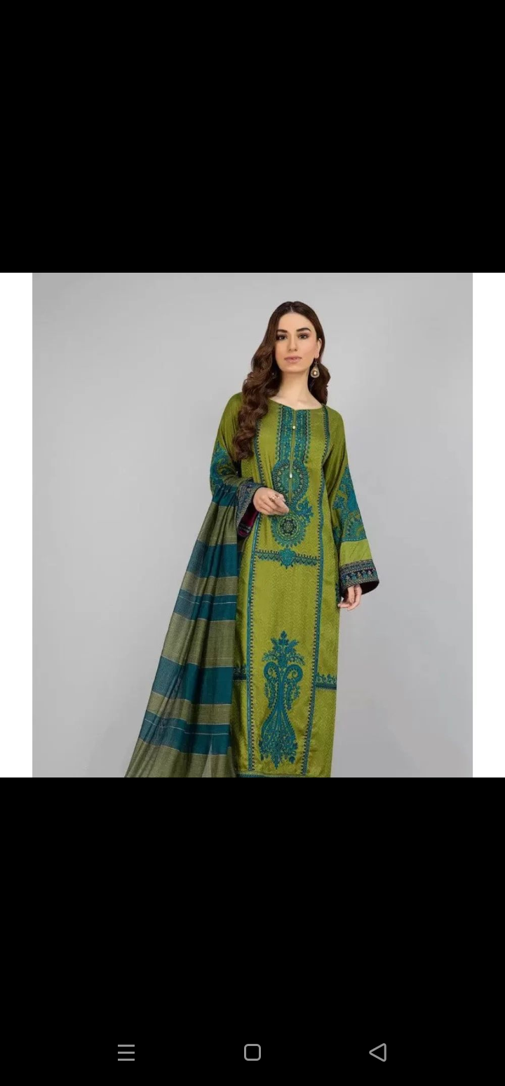 3Pcs Women's Unstitched Embroidered Suit