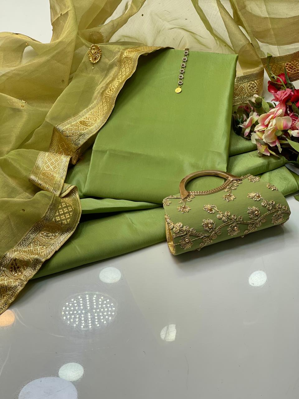 Women's 3Pcs Unstitched fancy Suit