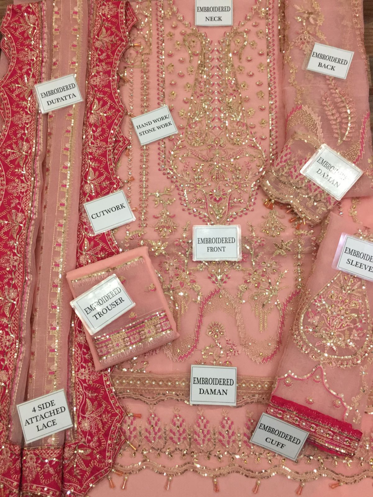 3Pcs Women's Unstitched Embroidered luxury suit