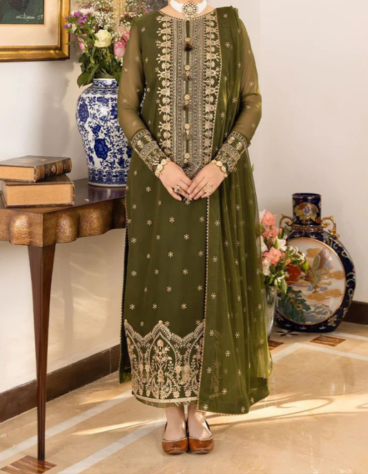 3Pcs Women's Unstitched chiffon luxury suit