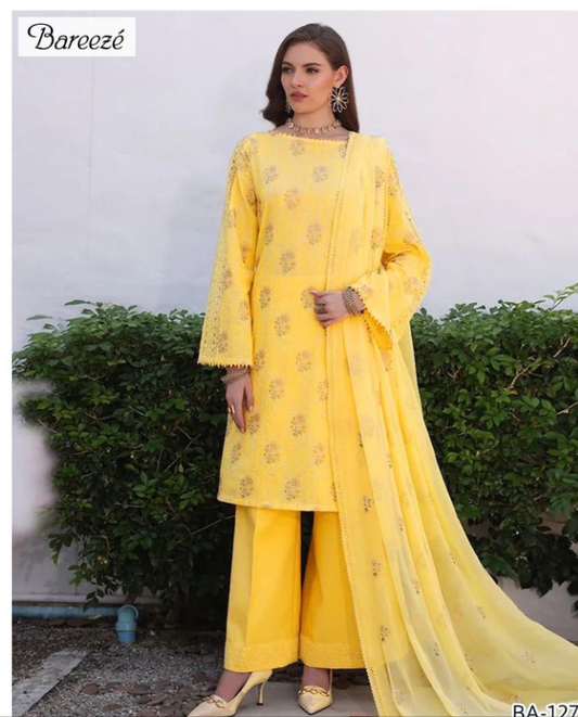3Pcs Women's Unstitched Embroidered Suit