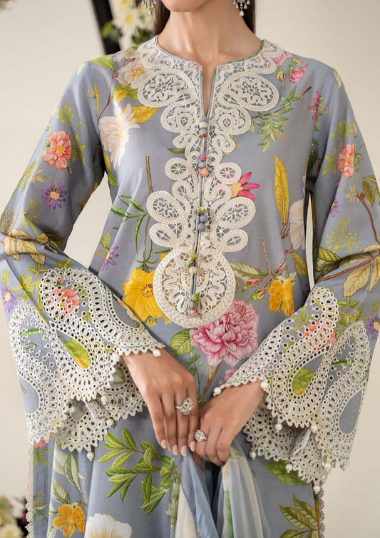 3Pcs Women's Unstitched Embroidered Suit