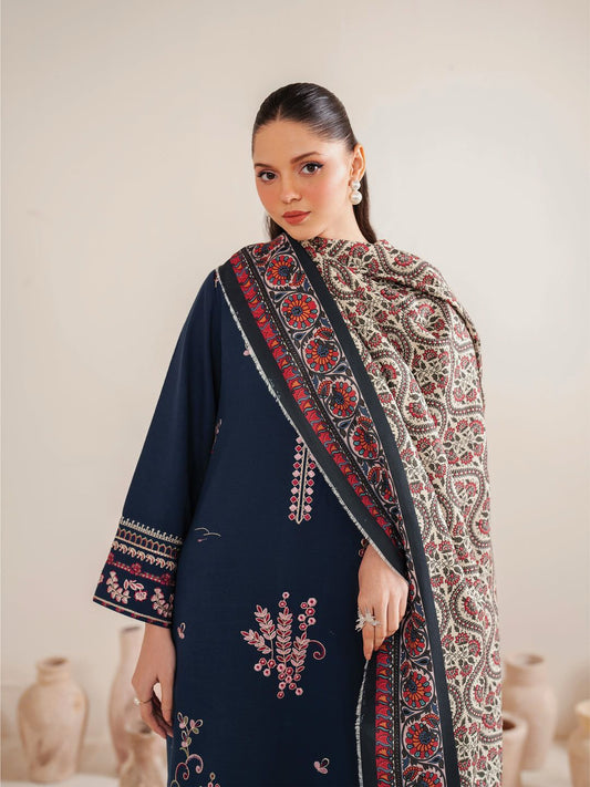 3Pcs Women Unstitched Embroidered Suit