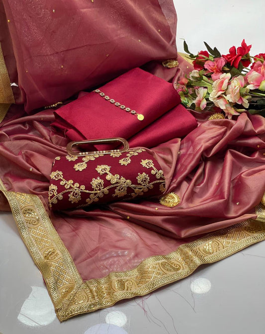 Women's 3Pcs Unstitched fancy Suit