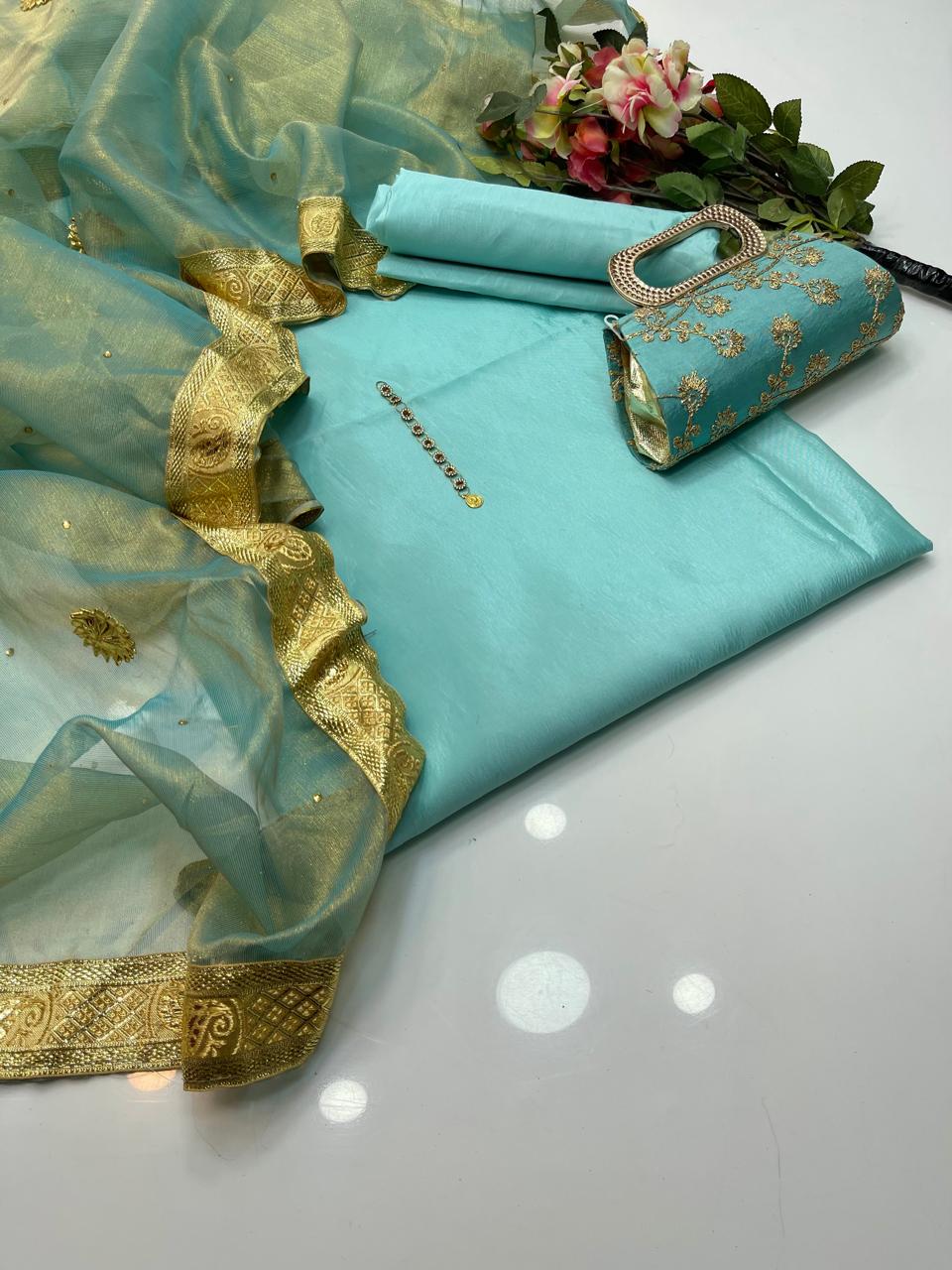 Women's 3Pcs Unstitched fancy Suit