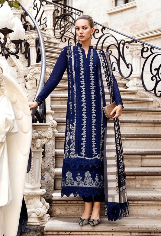 3pc women Unstitched Embroidered Suit