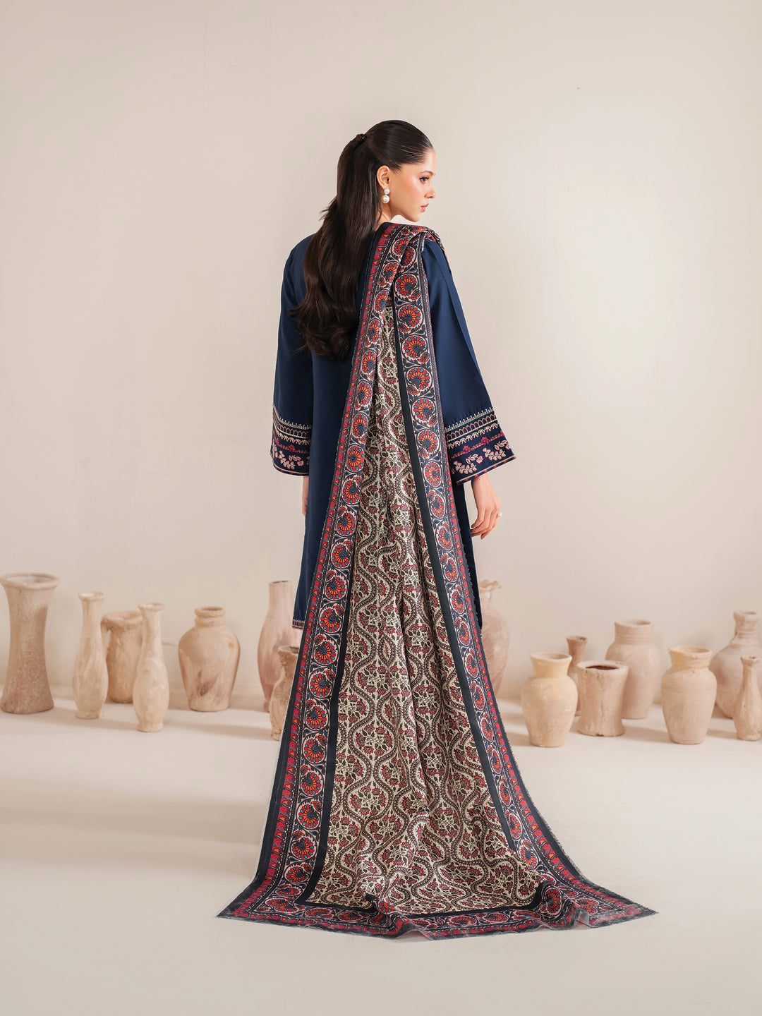 3Pcs Women Unstitched Embroidered Suit