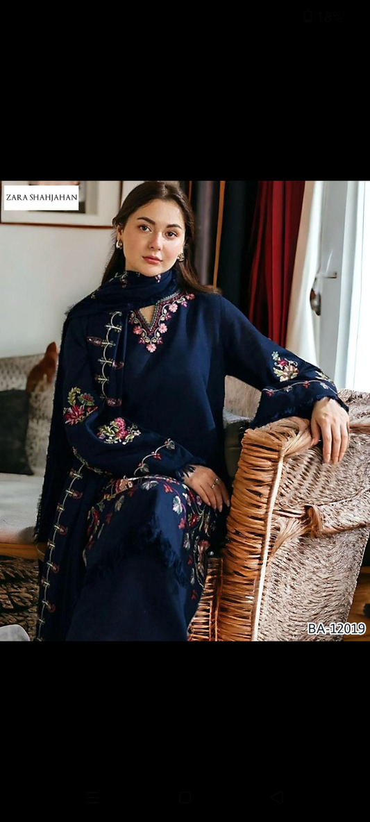 3pc Women Unstitched Embroidered Suit
