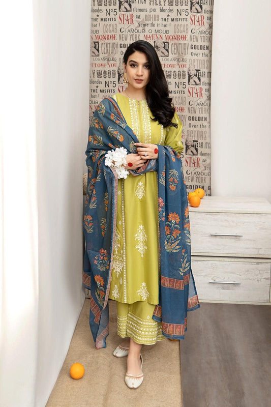 3pc Women Unstitched Embroidered Suit