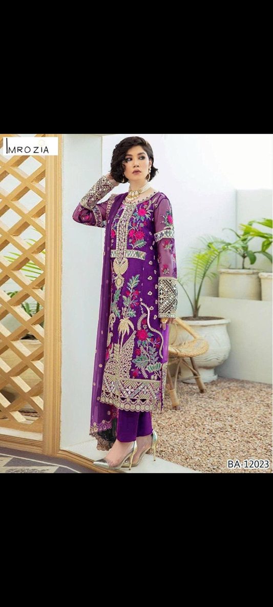 3Pcs Women's Unstitched Embroidered Suit
